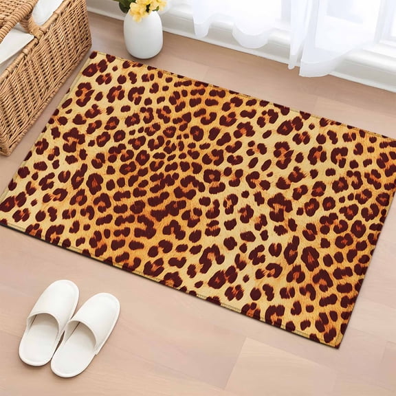 Rectangle Area Rug 2x3ft,Leopard Print Animal Skin Texture Washable Carpet Non-Slip Runner Accent Rugs Indoor Floor Mat for Bedroom Living Room Decor,Wild Style