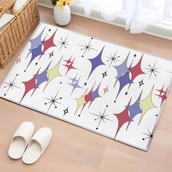 Rectangle Area Rug 2x3ft, Mid Century Rhombus Non-Shedding Washable Area Rug, Modern Abstract Geometric Purple Rose Red Art Non Slip Low-Profile Rugs for Living Room, Bedroom Dining Room