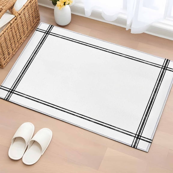 Rectangle Area Rug 2x3ft, Minimalist Modern Art Non-Shedding Washable Area Rug, Solid Pure White Color Non Slip Low-Profile Rugs for Living Room, Bedroom Dining Room
