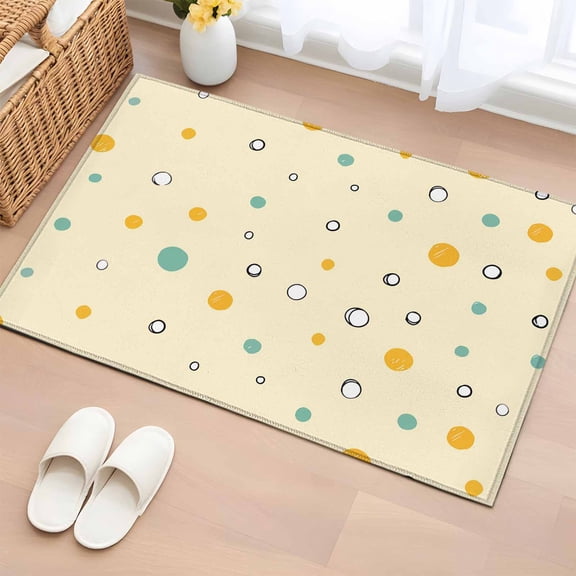 Rectangle Area Rug 2x3ft, Modern Colorful Polka Dot Non-Shedding Washable Area Rug, Minimalist Style Geometric Theme Non Slip Low-Profile Rugs for Living Room, Bedroom Dining Room