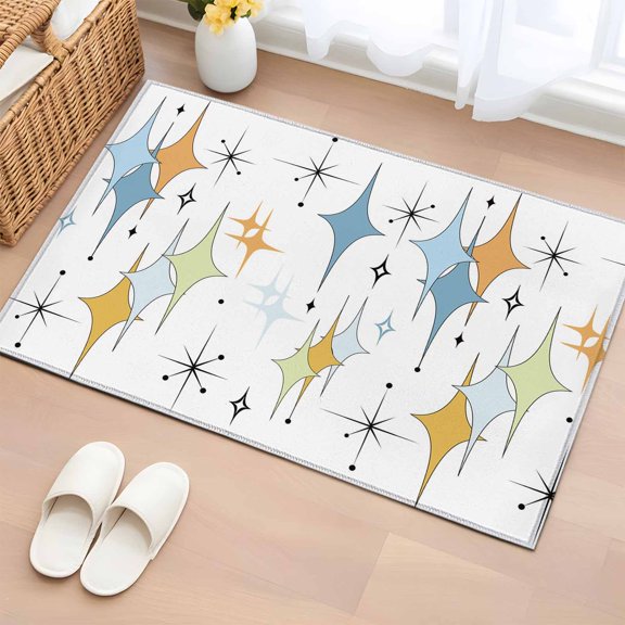 Rectangle Area Rug 2x3ft, Modern Geometric Rhombus Non-Shedding Washable Area Rug, Blue Yellow Gradient Diamond Art Non Slip Low-Profile Rugs for Living Room, Bedroom Dining Room