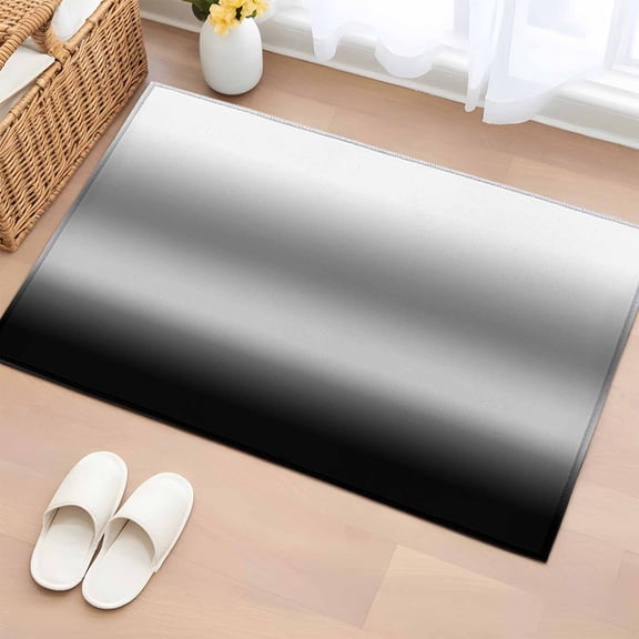 Rectangle Area Rug 2x3ft, Modern White Gray Black Gradient Non-Shedding Washable Area Rug, Minimalist Ombre Style Non Slip Low-Profile Rugs for Living Room, Bedroom Dining Room