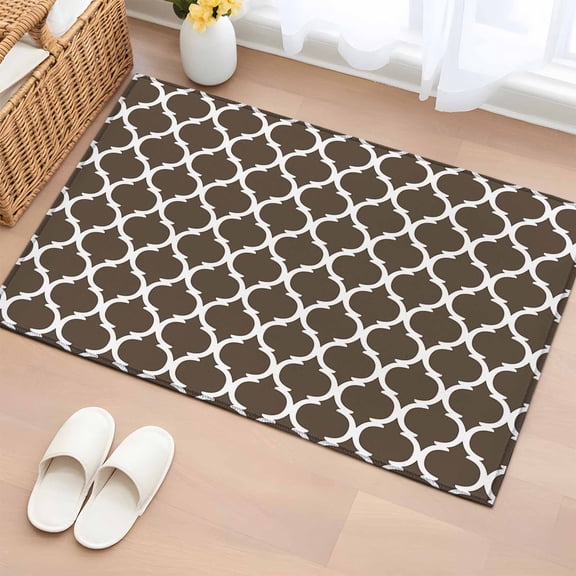 Rectangle Area Rug 2x3ft, Moroccan Geometric Retro Pattern Non-Slip Non-Shedding Floor Mat, Watercolor Brown Back Washable Sturdy Carpet for Living Room Bedroom Home Decor