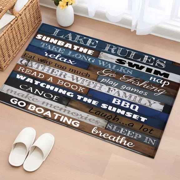 Rectangle Area Rug 2x3ft,Motivational Inspirational Happiness Quotes Washable Carpet Non-Slip Runner Accent Rugs Indoor Floor Mat for Bedroom Living Room Decor,Retro Wood Plank