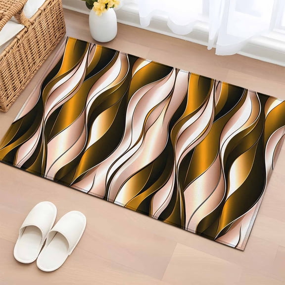 Rectangle Area Rug 2x3ft,Orange Gradient Stripe Washable Carpet Non-Slip Runner Accent Rugs Indoor Floor Mat for Bedroom Living Room Decor,Abstract Line Twist