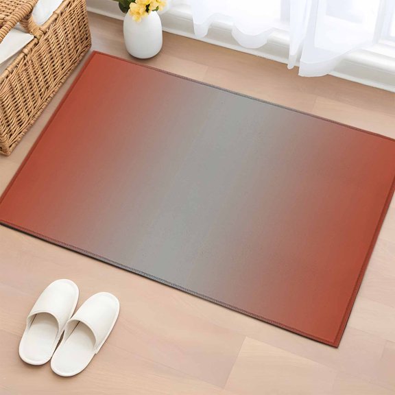 Rectangle Area Rug 2x3ft, Orange Gray Gradient Abstract Art Non-Shedding Washable Area Rug, Ombre Minimalism Non Slip Low-Profile Rugs for Living Room, Bedroom Dining Room