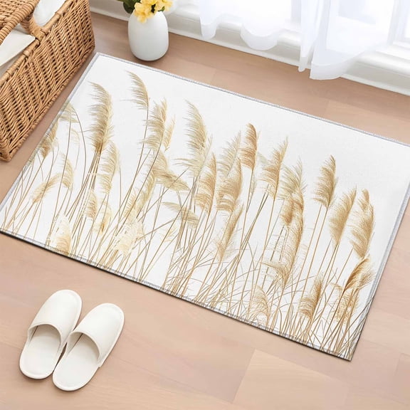 Rectangle Area Rug 2x3ft, Pastoral Reed Pampas Grass Plant Non-Shedding Washable Area Rug, Autumn Botanical on White Non Slip Low-Profile Rugs for Living Room, Bedroom Dining Room