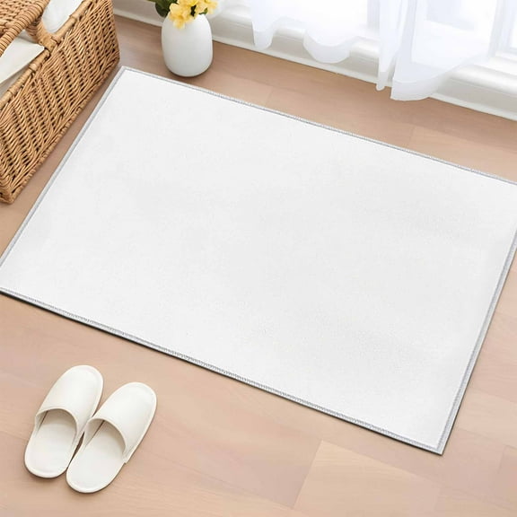 Rectangle Area Rug 2x3ft, Pure White Non-Shedding Washable Area Rug, Monochrome Plain Single Bright Color Non Slip Low-Profile Rugs for Living Room, Bedroom Dining Room