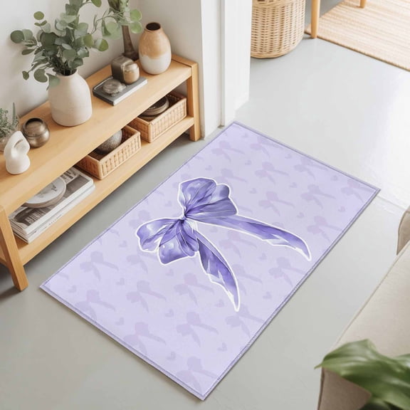 Rectangle Area Rug 2x3ft,Purple Butterfly Loving Background Living Room Rug Non-Slip Washable Circle Rugs Pad,Abstract Art Soft Floor Carpet for Bedroom Dining Room
