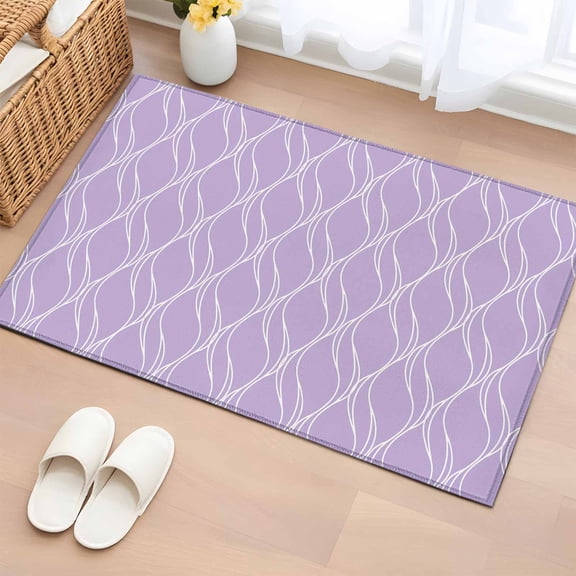 Rectangle Area Rug 2x3ft,Purple Stripes Waves Washable Carpet Non-Slip Runner Accent Rugs Indoor Floor Mat for Bedroom Living Room Decor,Abstract Minimalist Art