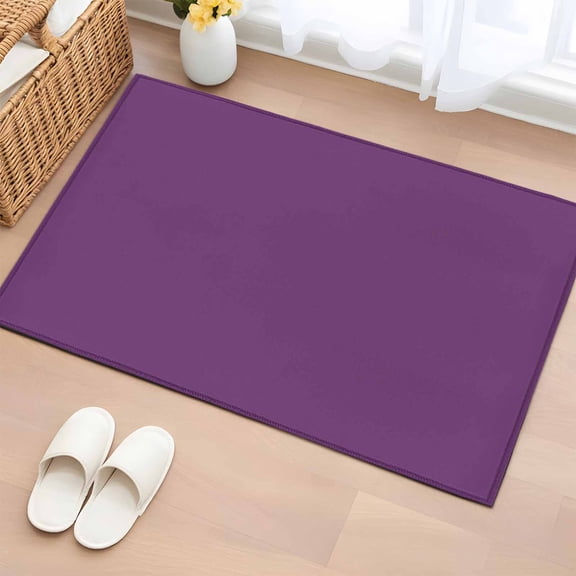 Rectangle Area Rug 2x3ft, Purple Theme Simple Background Non-Shedding Washable Area Rug, Pure Color Monochrome Non Slip Low-Profile Rugs for Living Room, Bedroom Dining Room
