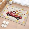 thumbnail image 1 of Rectangle Area Rug 2x3ft, Red Truck Garden Flower Ladybird Non-Shedding Washable Area Rug, Daisy Floral Retro Linen Non Slip Low-Profile Rugs for Living Room, Bedroom Dining Room, 1 of 9