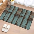 thumbnail image 1 of Rectangle Area Rug 2x3ft, Retro Gradient Teal Wood Grain Non-Slip Non-Shedding Floor Mat, Country Old Board Washable Sturdy Carpet for Living Room Bedroom Home Decor, 1 of 9