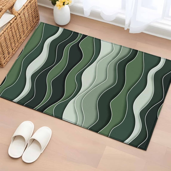 Rectangle Area Rug 2x3ft,Sage Green Gradient Waves Washable Carpet Non-Slip Runner Accent Rugs Indoor Floor Mat for Bedroom Living Room Decor,Abstract Geometric Lines