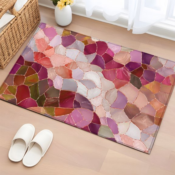 Rectangle Area Rug 2x3ft, Seamless Glass Shard Pattern Non-Slip Non-Shedding Floor Mat, Abstract Broken Tile Print Washable Sturdy Carpet for Living Room Bedroom Home Decor