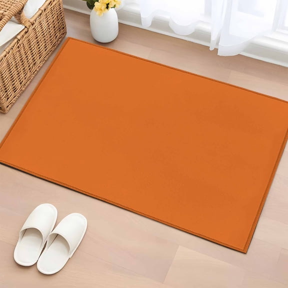 Rectangle Area Rug 2x3ft,Solid Art Minimalist Pure Orange Washable Carpet Non-Slip Runner Accent Rugs Indoor Floor Mat for Bedroom Living Room Decor,Plain Single Bright Color
