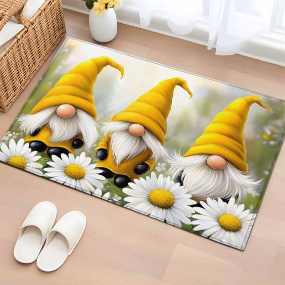 Rectangle Area Rug 2x3ft,Spring Yellow Dwarf Watercolor Flower Washable Carpet Non-Slip Runner Accent Rugs Indoor Floor Mat for Bedroom Living Room Decor,Farm Botanical