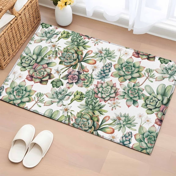 Rectangle Area Rug 2x3ft, Summer Multi-meat Plants Non-Shedding Washable Area Rug, Watercolor Botanical Non Slip Low-Profile Rugs for Living Room, Bedroom Dining Room