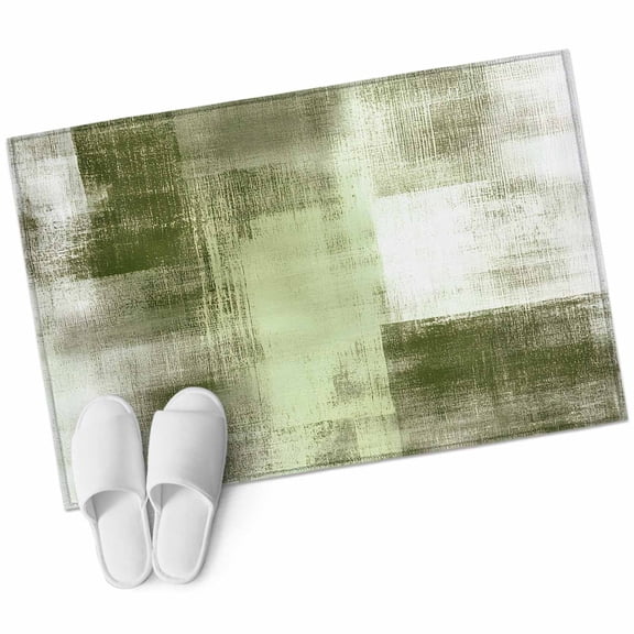 Rectangle Area Rug 2x3ft, Vintage Abstract Oil Painting Art Non-Slip Non-Shedding Floor Mat, Green Collage Texture Washable Sturdy Carpet for Living Room Bedroom Home Decor