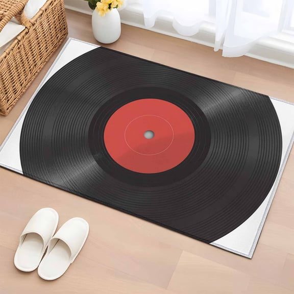 Rectangle Area Rug 2x3ft, Vintage Record Classical Non-Slip Non-Shedding Floor Mat, Modern Minimalist Art Washable Sturdy Carpet for Living Room Bedroom Home Decor