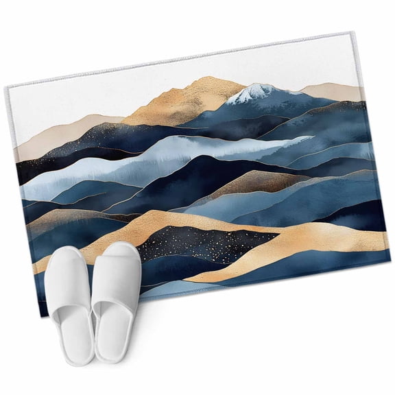 Rectangle Area Rug 2x3ft, Watercolor Vintage Mountain Shape Non-Slip Non-Shedding Floor Mat, Abstract Art Washable Sturdy Carpet for Living Room Bedroom Home Decor