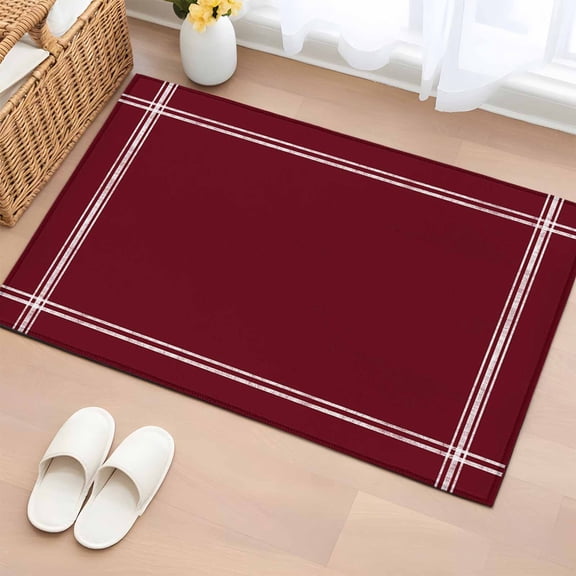 Rectangle Area Rug 2x3ft, Wine Red Dark Maroon Non-Shedding Washable Area Rug, Burgundy Red Non Slip Low-Profile Rugs for Living Room, Bedroom Dining Room