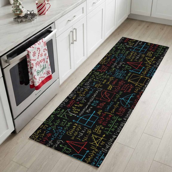 Rectangle Area Rug 2x6ft, Mathematical Formulas Math Doodle Non-Shedding Washable Area Rug, Cartoon Style Non Slip Low-Profile Rugs for Living Room, Bedroom Dining Room