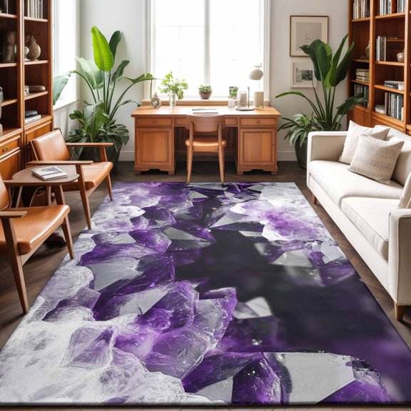 Rectangle Area Rug 3x5ft,Natural Wild Crystal Agate Stone Living Room Rug Non-Slip Washable Circle Rugs Pad,Abstract Modern Marble Texture Soft Floor Carpet for Bedroom Dining Room