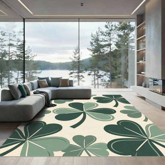 ODIKA 6' x 9' Machine Washable Non-Slip Area Rug, graphic floral High Traffic Rug, Green, 1304430