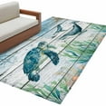 thumbnail image 1 of Rectangle Area Rug 3x5ft,Turtle Seahorse Octopus Whale Washable Carpet Non-Slip Runner Accent Rugs Indoor Floor Mat for Bedroom Living Room Decor,Marine Life on Wood, 1 of 9