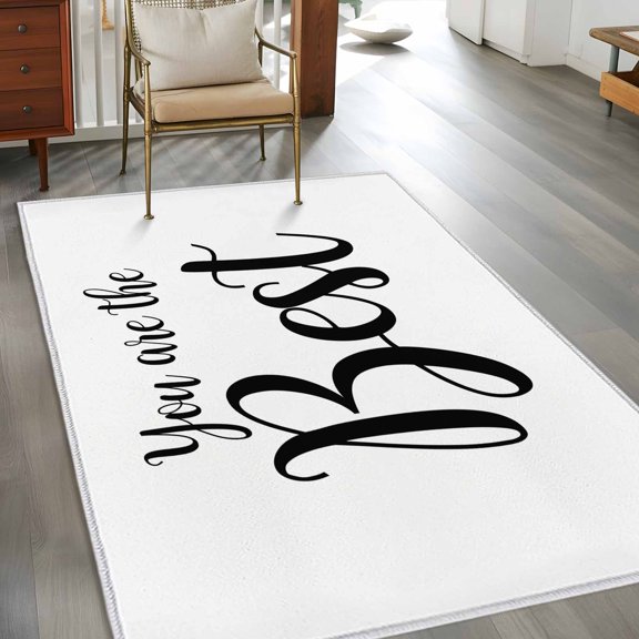 Rectangle Area Rug 3x5ft,You Are The Best Quote Washable Carpet Non-Slip Runner Accent Rugs Indoor Floor Mat for Bedroom Living Room Decor,Signs Art Positive Quotes