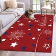 thumbnail image 1 of Rectangle Area Rug 4x6ft, 4th of July White Blue Star on Red Non-Shedding Washable Area Rug, Patriotic Liberty Concept Non Slip Low-Profile Rugs for Living Room, Bedroom Dining Room, 1 of 9