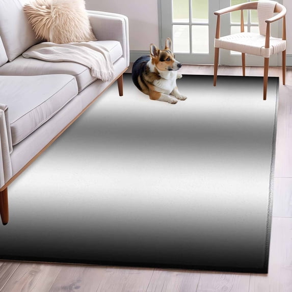 Rectangle Area Rug 4x6ft, Abstract Black Grey Gradient Non-Shedding Washable Area Rug, Country Farmhouse Color Non Slip Low-Profile Rugs for Living Room, Bedroom Dining Room