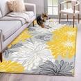 thumbnail image 1 of Rectangle Area Rug 4x6ft, Abstract Flowers on Gray Non-Shedding Washable Area Rug, Watercolor Yellow White Flowers Non Slip Low-Profile Rugs for Living Room, Bedroom Dining Room, 1 of 9
