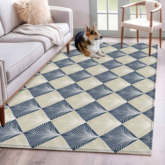 Rectangle Area Rug 4x6ft, Abstract Simple Grey Pattern Non-Slip Non-Shedding Floor Mat, Geometric Modern Lines Washable Sturdy Carpet for Living Room Bedroom Home Decor