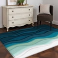 thumbnail image 1 of Rectangle Area Rug 4x6ft,Abstract Waves Gradient Green Washable Carpet Non-Slip Runner Accent Rugs Indoor Floor Mat for Bedroom Living Room Decor,Ocean Ripple Seamless, 1 of 9
