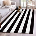 thumbnail image 1 of Rectangle Area Rug 4x6ft, Black White Horizontal Stripe Non-Shedding Washable Area Rug, Simple Texture Non Slip Low-Profile Rugs for Living Room, Bedroom Dining Room, 1 of 9