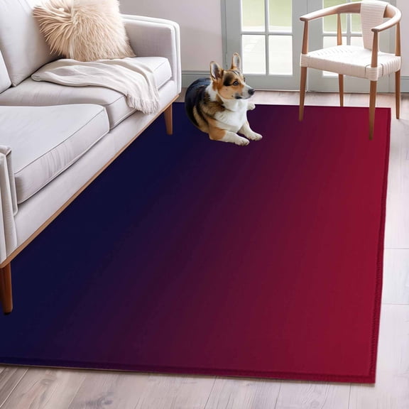 Rectangle Area Rug 4x6ft, Burgundy Red Gradient Ombre Non-Shedding Washable Area Rug, Dark Maroon Shadow Non Slip Low-Profile Rugs for Living Room, Bedroom Dining Room