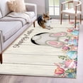 thumbnail image 1 of Rectangle Area Rug 4x6ft, Colorful Eggs Bunny Tail Flower Leaf on Wood Non-Slip Non-Shedding Floor Mat, Happy Easter Washable Sturdy Carpet for Living Room Bedroom Home Decor, 1 of 9