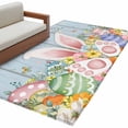 thumbnail image 1 of Rectangle Area Rug 4x6ft, Easter Egg Cartoon Rabbit Tail Non-Slip Non-Shedding Floor Mat, Wildflower Pastoral Floral Washable Sturdy Carpet for Living Room Bedroom Home Decor, 1 of 9