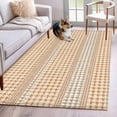 thumbnail image 1 of Rectangle Area Rug 4x6ft, Farm Lattice Houndstooth Pattern Non-Shedding Washable Area Rug, Rustic Beige Khaki Plaid Non Slip Low-Profile Rugs for Living Room, Bedroom Dining Room, 1 of 9