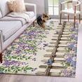thumbnail image 1 of Rectangle Area Rug 4x6ft, Farmhouse Lavender Butterfly Non-Shedding Washable Area Rug, Retro Daisy Flower Linen Texture Non Slip Low-Profile Rugs for Living Room, Bedroom Dining Room, 1 of 9
