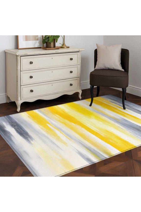 Rectangle Area Rug 4x6ft,Grey Yellow Abstract Texture Washable Carpet Non-Slip Runner Accent Rugs Indoor Floor Mat for Bedroom Living Room Decor,Retro Graffiti