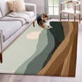 thumbnail image 1 of Rectangle Area Rug 4x6ft, Natural Scenery Abstract Sunset Non-Shedding Washable Area Rug, Mountain Brown Green Stripe Non Slip Low-Profile Rugs for Living Room, Bedroom Dining Room, 1 of 9