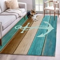 thumbnail image 1 of Rectangle Area Rug 4x6ft, Nautical Anchor Retro Wooden Non-Shedding Washable Area Rug, Farmhouse Teal Wood Board Non Slip Low-Profile Rugs for Living Room, Bedroom Dining Room, 1 of 9