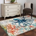 thumbnail image 1 of Rectangle Area Rug 4x6ft,Ocean Octopus Coral Starfish Washable Carpet Non-Slip Runner Accent Rugs Indoor Floor Mat for Bedroom Living Room Decor,Marine Animals Vintage Letter, 1 of 9