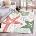 thumbnail image 1 of Rectangle Area Rug 4x6ft, Ocean Red Orange Green Coral Starfish Non-Shedding Washable Area Rug, Summer Sealife on White Non Slip Low-Profile Rugs for Living Room, Bedroom Dining Room, 1 of 9