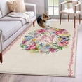 thumbnail image 1 of Rectangle Area Rug 4x6ft, Spring Rose Daisy Hydrangea Non-Shedding Washable Area Rug, Easter Colorful Egg Retro Linen Non Slip Low-Profile Rugs for Living Room, Bedroom Dining Room, 1 of 9