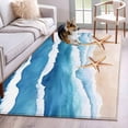 thumbnail image 1 of Rectangle Area Rug 4x6ft, Summer Beach Ocean Starfish Non-Shedding Washable Area Rug, Blue Gradient Water Ripple Non Slip Low-Profile Rugs for Living Room, Bedroom Dining Room, 1 of 9