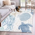 thumbnail image 1 of Rectangle Area Rug 4x6ft, Summer Watercolor Marine Life Non-Shedding Washable Area Rug, Underwater Starfish Shell on White Non Slip Low-Profile Rugs for Living Room, Bedroom Dining Room, 1 of 9